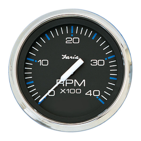 Faria Beede Instruments Chesapeake Black SS 4" Tachometer - 4,000 RPM (Diesel - Mechanic 33742